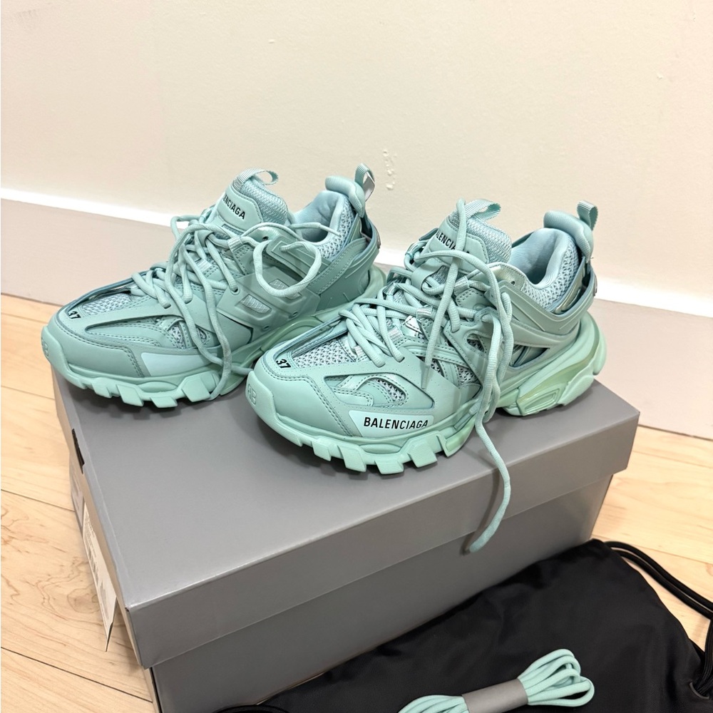 Balenciaga Women's Track Sneakers in Aqua Size 37